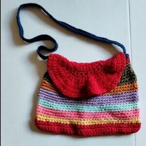Vintage NEW Handmade Crochet Hobo Rainbow Bag Pocketbook Purse
